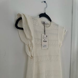 NWT Zara White Pointelle Dress Small